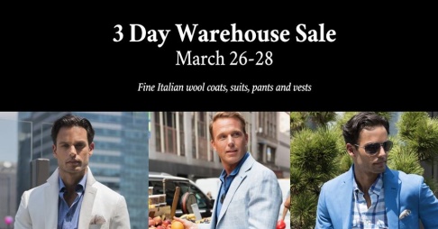 Enjoy great deals on men's coats, vests, suits, and pants at the Mens Designer Brand Warehouse Sale.